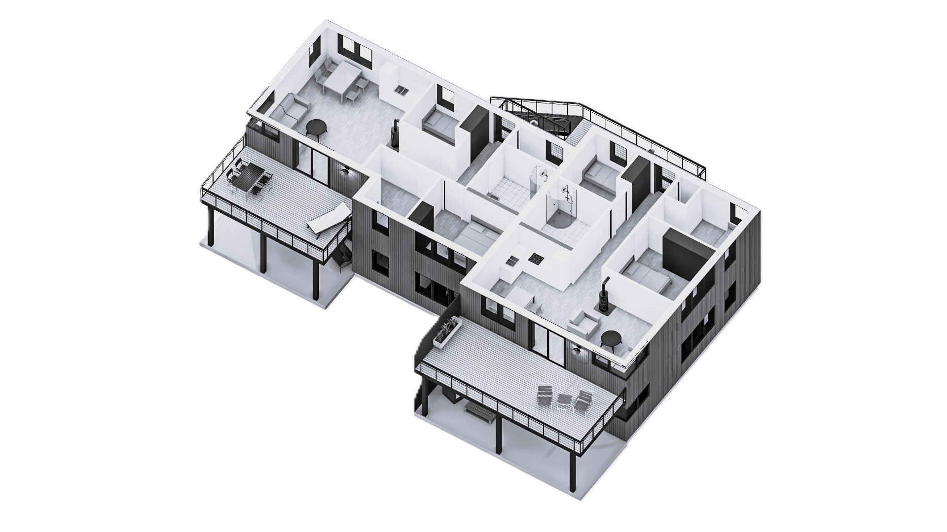 Planløsning 3D diagonalt sv